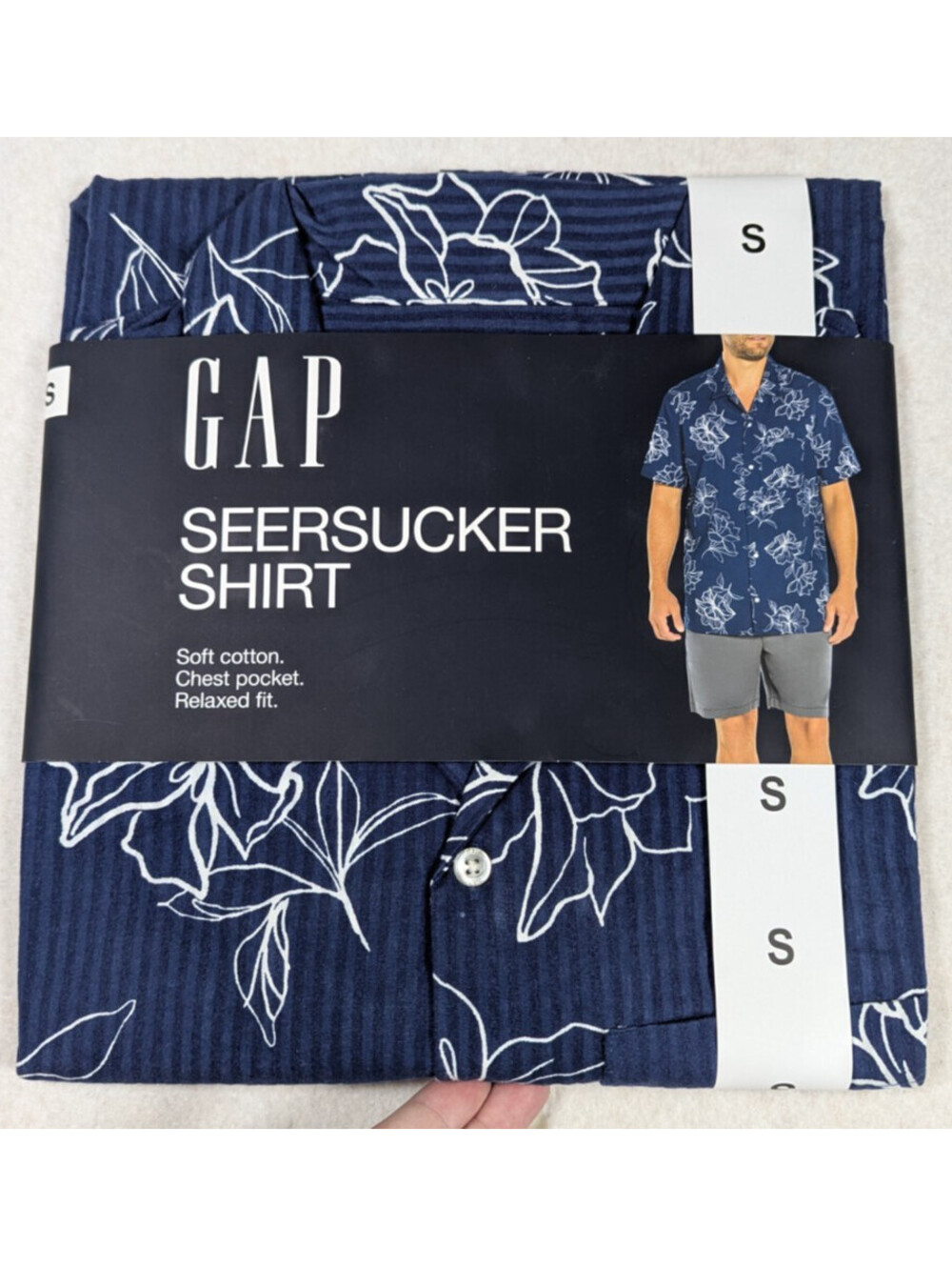 GAP - Men's - Seersucker Shirt - Medieval Blue - Short Sleeve - Size: S